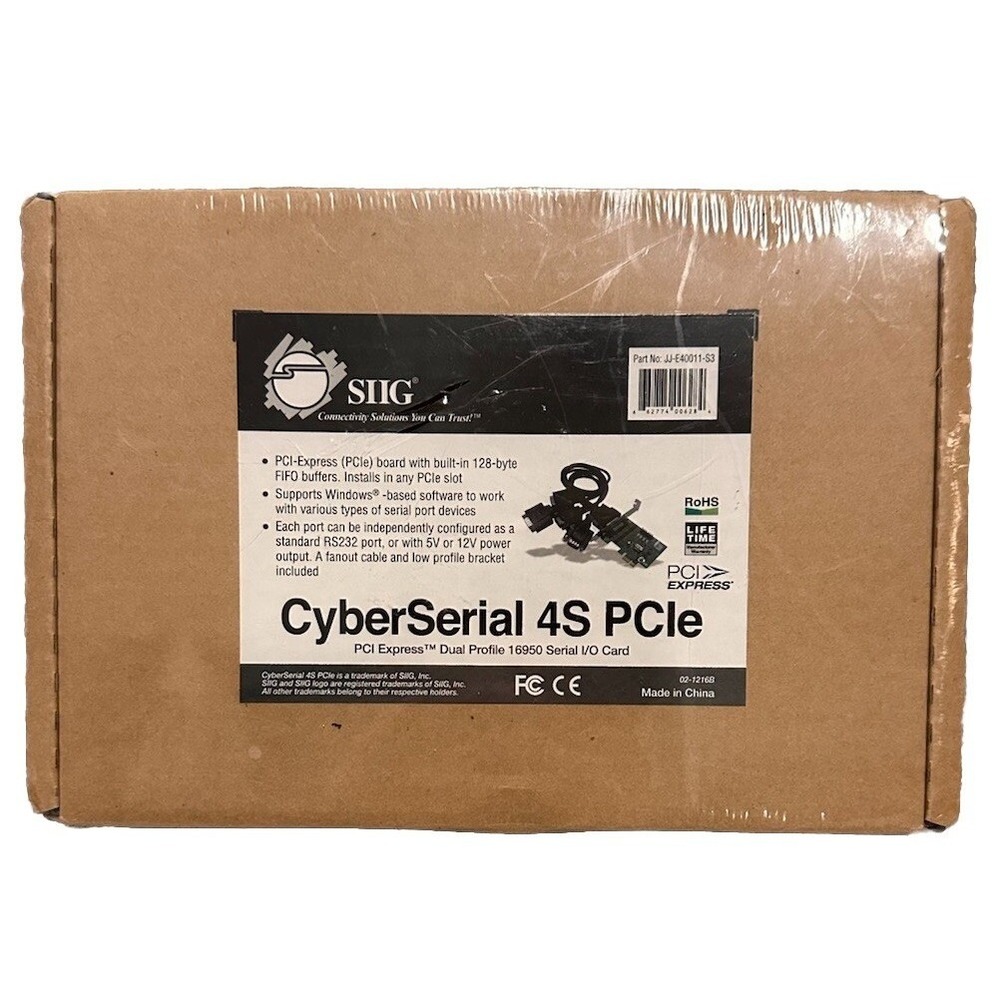 SIIG CyberSerial 4S PCIe 4-Port Serial I/O Card JJ-E40011-S3 New Sealed